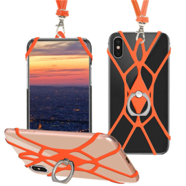 Cell Phone Neck Strap Silicone Lanyard With Finger Ring Holder 