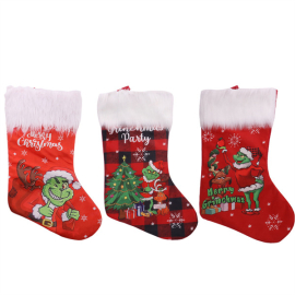 fur edge grinch christmas stockings fireplace hanging decoration