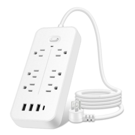 10 in 1 usb power strip 6 ac outlets 3 usb 1 type c ports