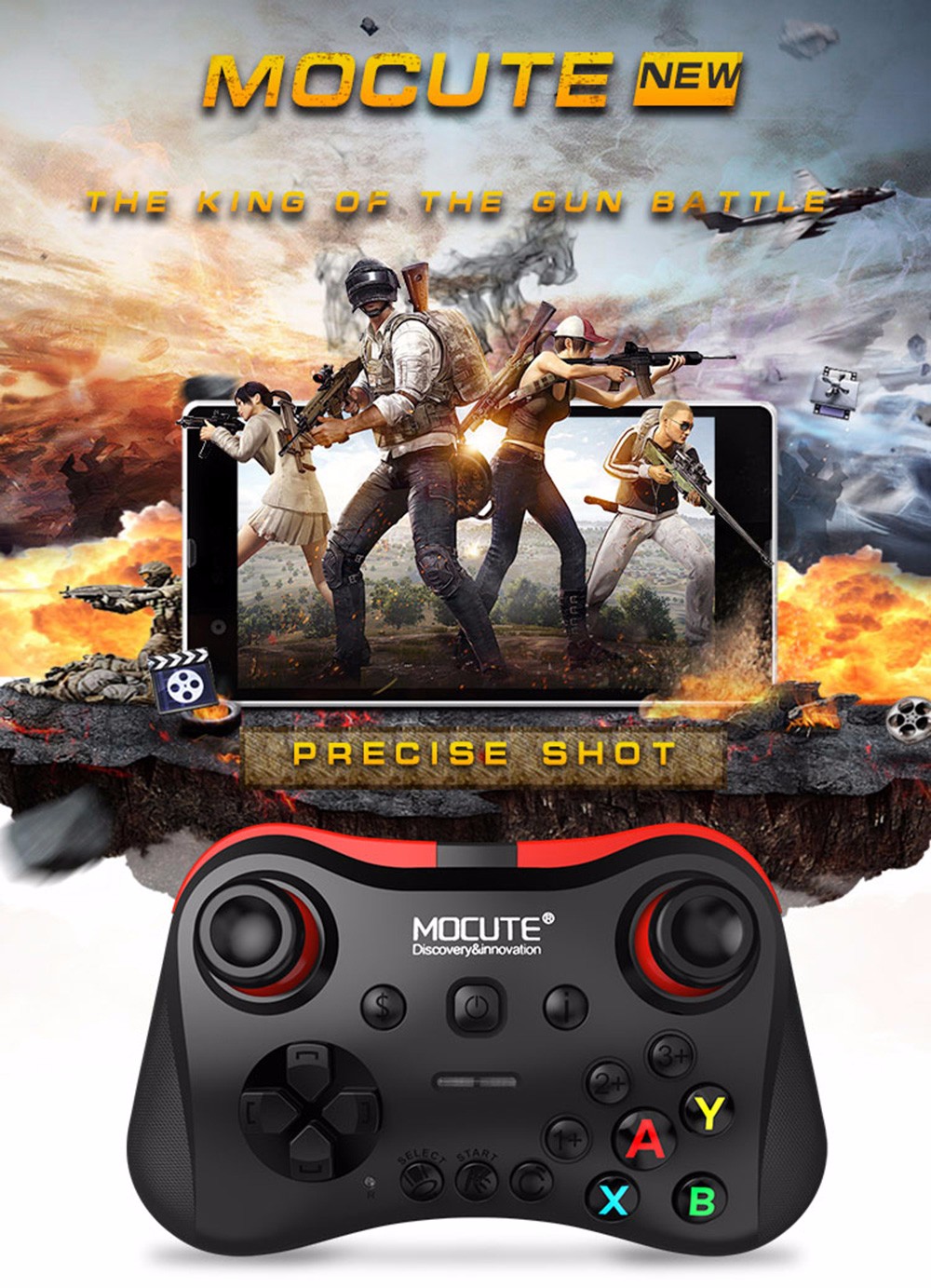 mocute 056 wireless bluetooth gamepad pubg controller joystick