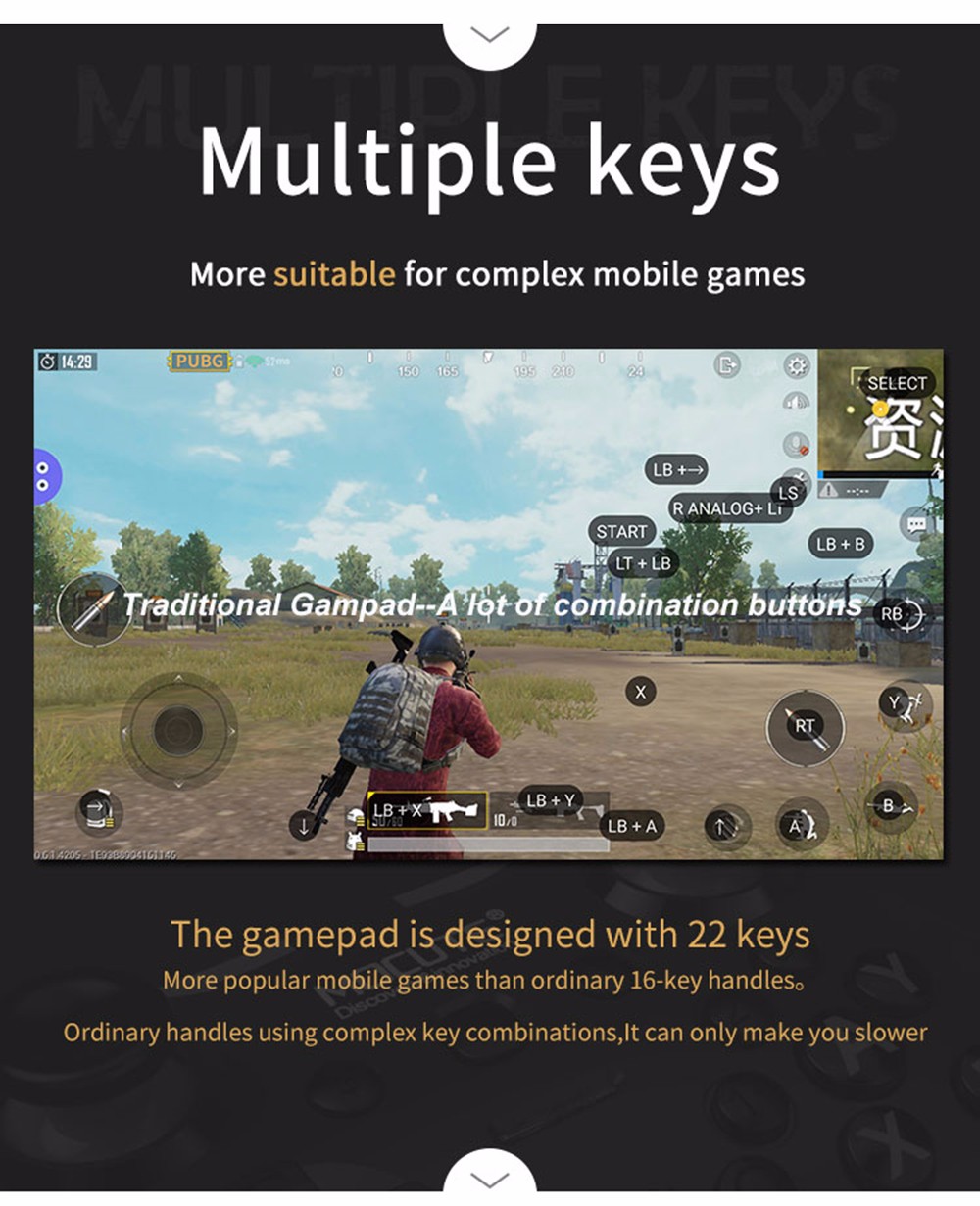 mocute 056 wireless bluetooth gamepad pubg controller joystick