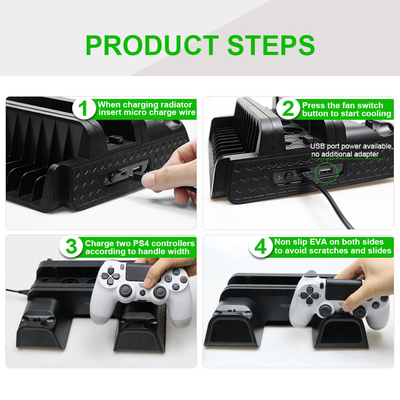 ps4 vertical stand with cooling fan dual controller charging station playstation 4 