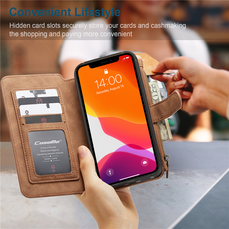 retro card slots leather wallet case for iPhone 11 pro max