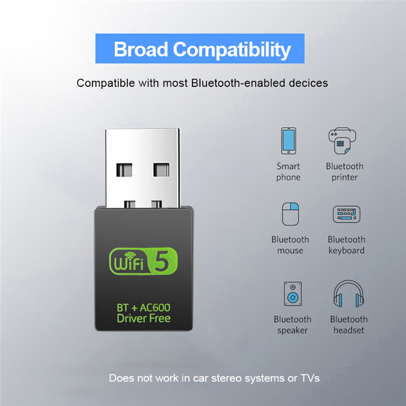 600mbps usb wifi bluetooth adapter wireless external receiver