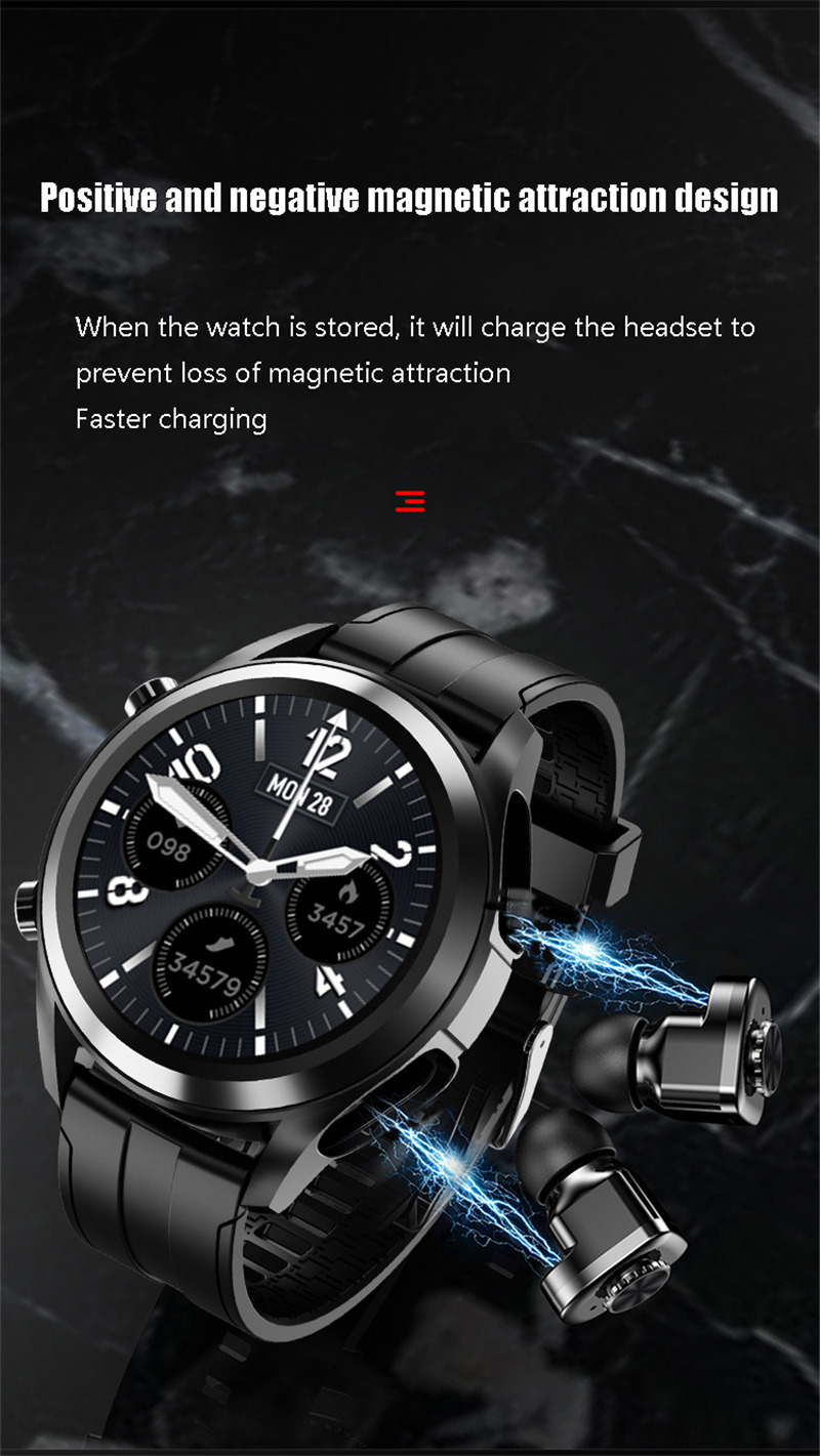 T10 bluetooth call smart watch with tws earphone