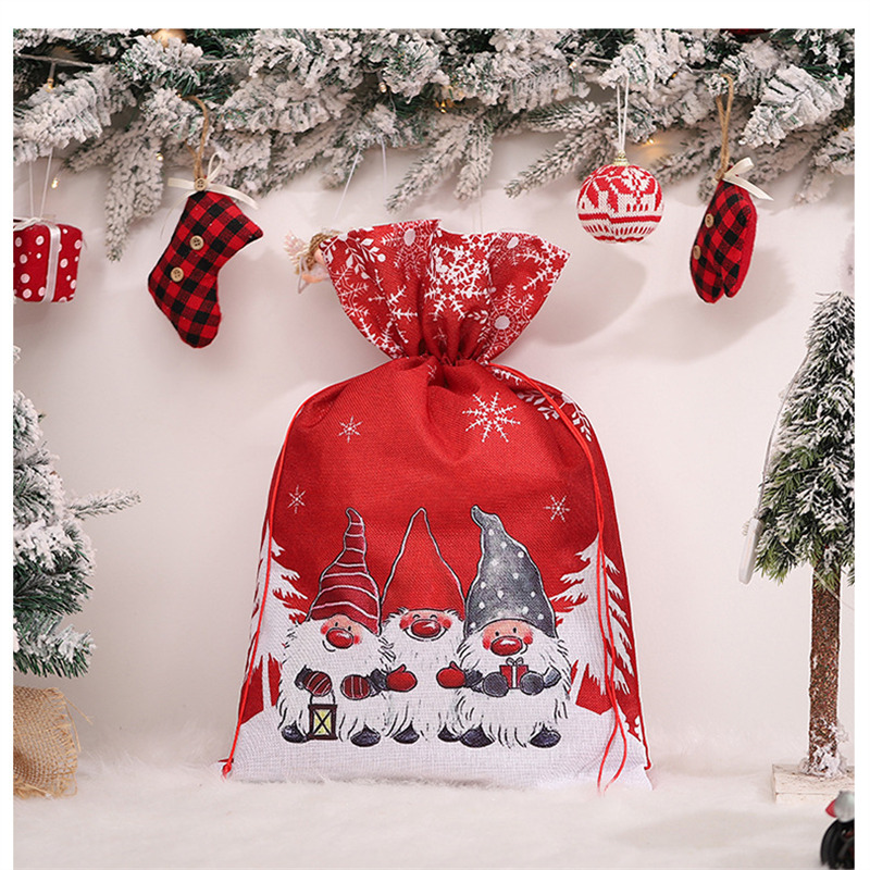 Christmas cartoon wraping drawstring bags santa sacks 