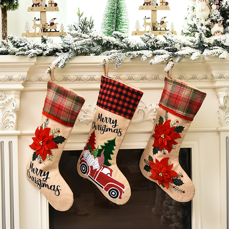 latticed collar christmas stockings xmas decoration