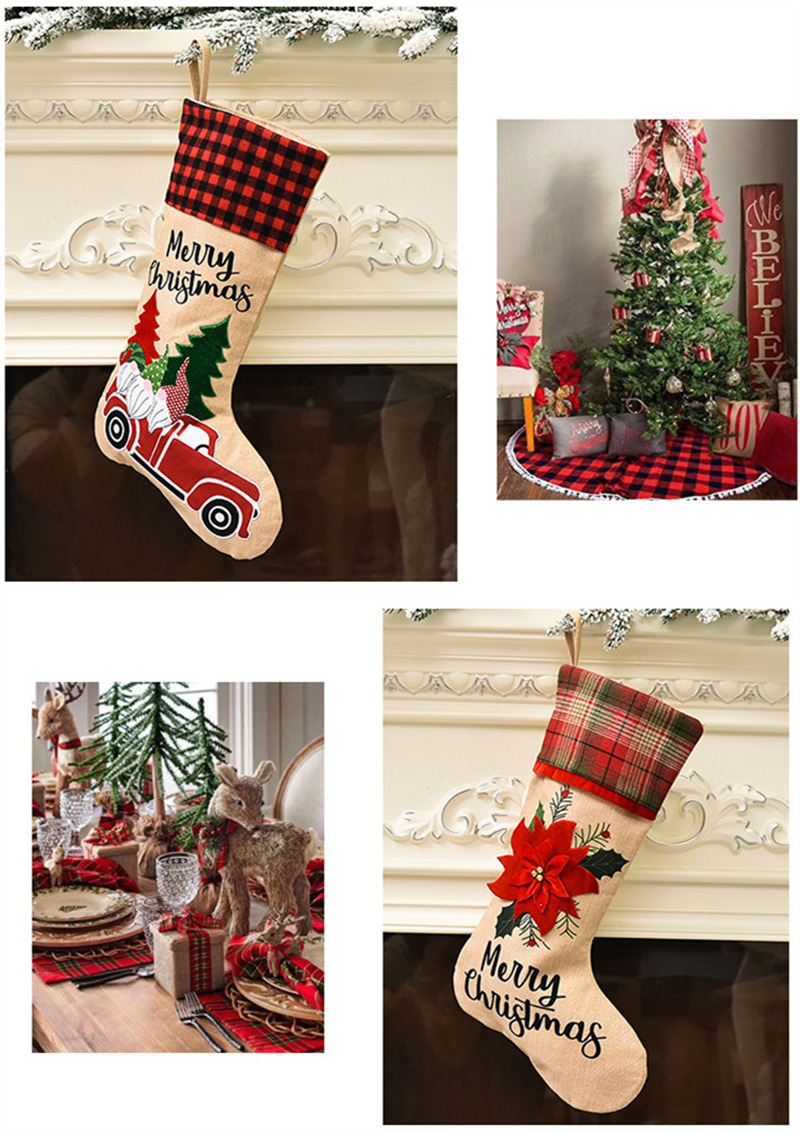 latticed collar christmas stockings xmas decoration