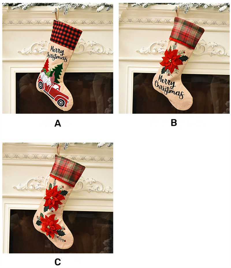 latticed collar christmas stockings xmas decoration