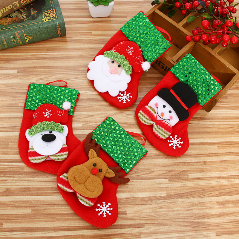 3D sequins christmas stocking xmas tree decoration