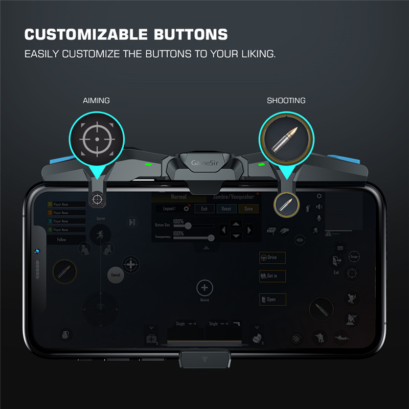 gamesir f4 falcon mobile phone gamepad pubg trigger button