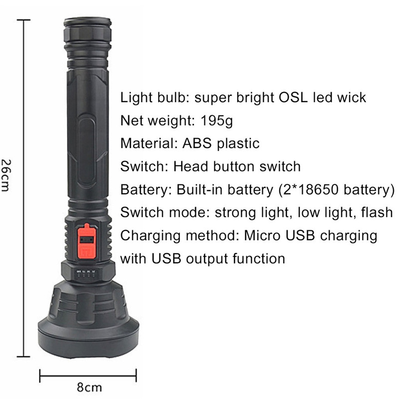 super bright portable LED flashlight rechargeable searchlight