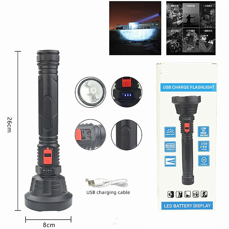 super bright portable LED flashlight rechargeable searchlight