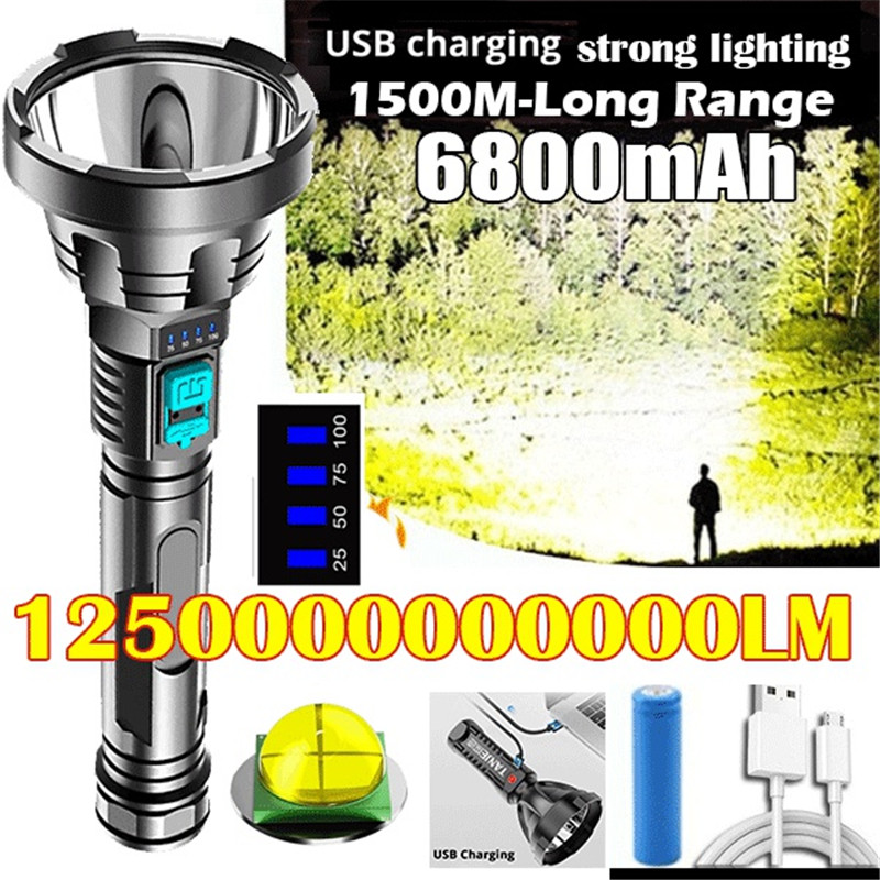 super bright portable LED flashlight rechargeable searchlight