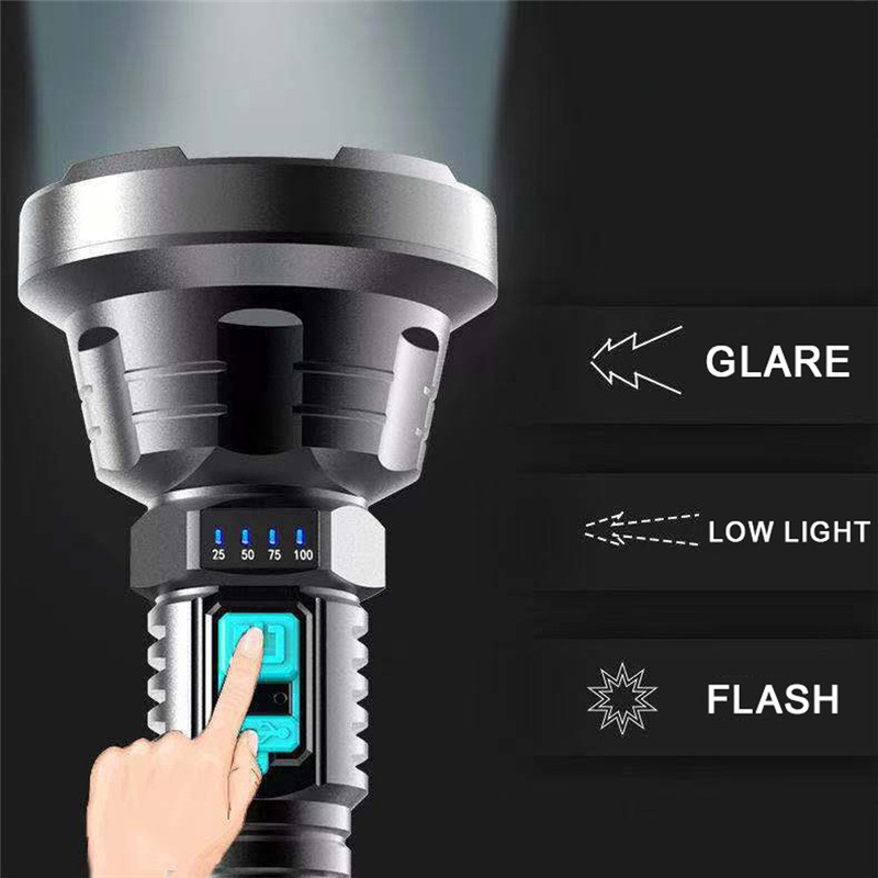 super bright portable LED flashlight rechargeable searchlight