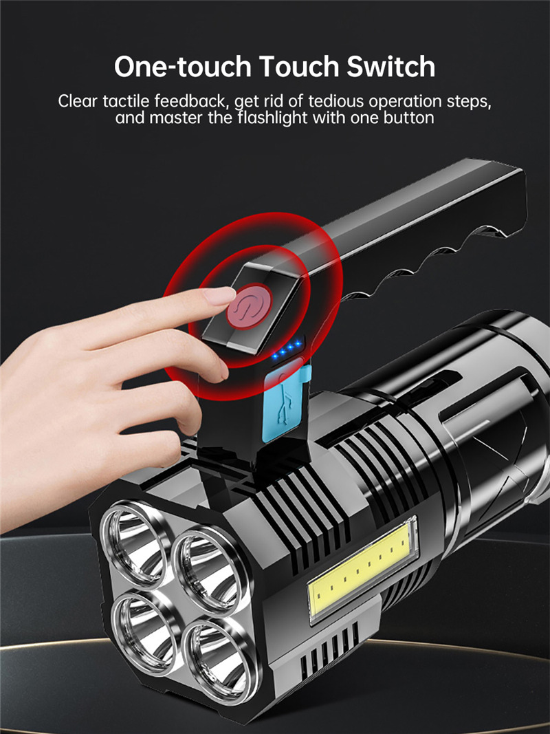 powerful LED flashlight handheld lamp portable side COB torch