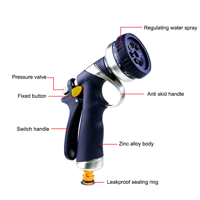 zinc alloy hose nozzle car washing water gun garden sprayer