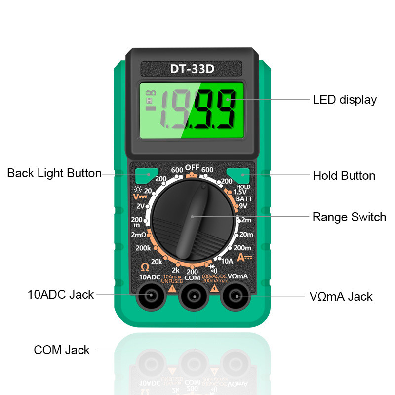 handskit DT-33D digital multimeter auto AC/DC voltage meter