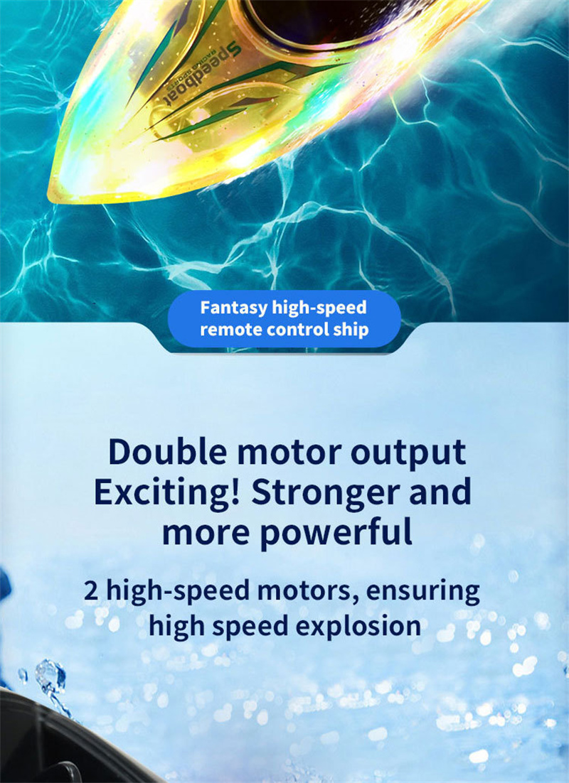 JJRC S13 RC Speed Boat 2.4G Led High Speed 20KM Toy