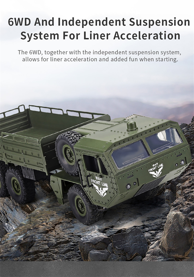 JJRC Q75 RC Military Truck 1:16 6WD 2.4G Off-road