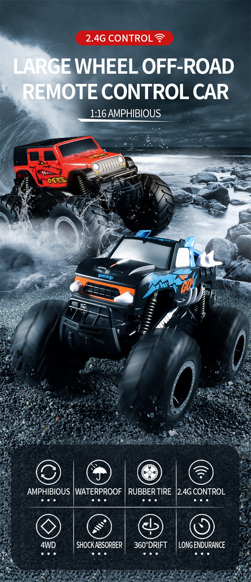 JJRC Q127 rc car 4WD amphibious off road vehicle